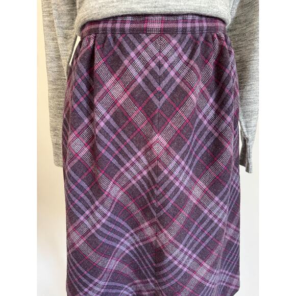 Vintage 80s Pendleton Purple Plaid Wool Skirt L - Picture 3 of 10